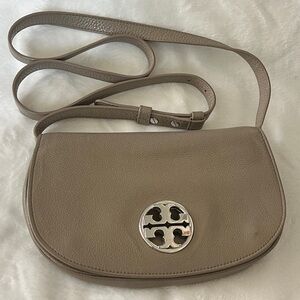 Tory Burch Taupe Leather Crossbody Bag